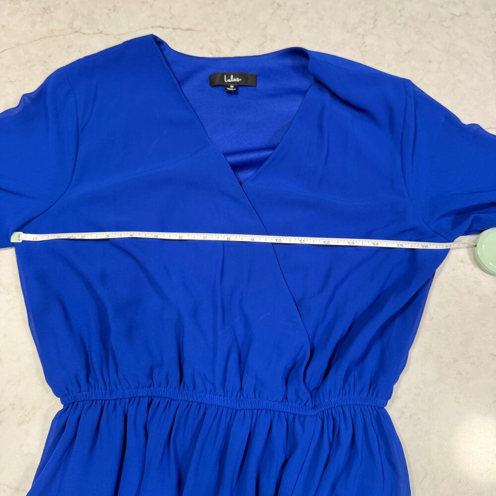 Lulus Wondrous Water Lilies Long Sleeve Maxi Dress Women’s Large Royal Blue - Picture 10 of 16